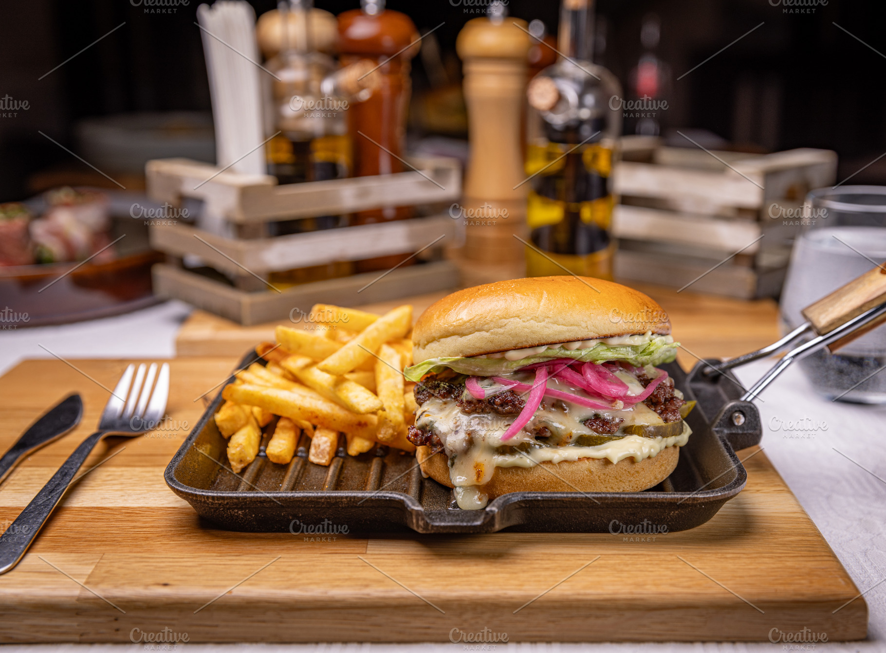 Gourmet burger with melted cheese, a Food & Drink Photo by Grafvision photography