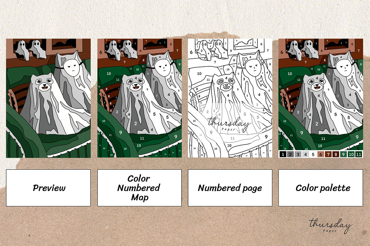 Cute ghost color by number, a Graphic by Thursdaypaper (Photo 2 of 3)