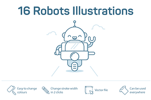 16 Robots Illustrations