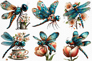 Whimsical Spring Dragonfly Clipart, an Illustration by Craft Nest (Thumbnail 2 of 10)