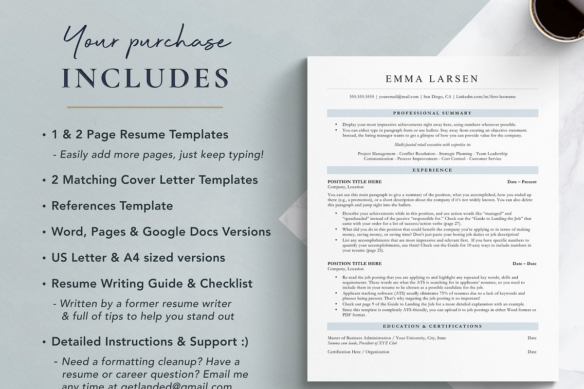 ATS Friendly Resume Template, a Resume Template by Get Landed (Photo 5 of 9)