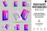 Pouch Sachet with Hang Hole Mockup, a Packaging Mockup by Illusiongraphic (Thumbnail 1 of 22)