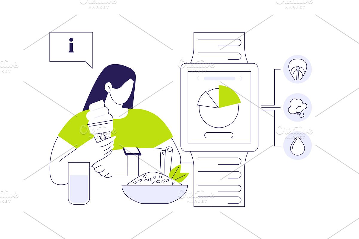 Smartwatch calorie tracking abstract, a Technology Illustration by Visual Generation