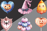 Pastel Halloween Clipart Watercolor, an Illustration by Black Bird Studio (Thumbnail 4 of 6)