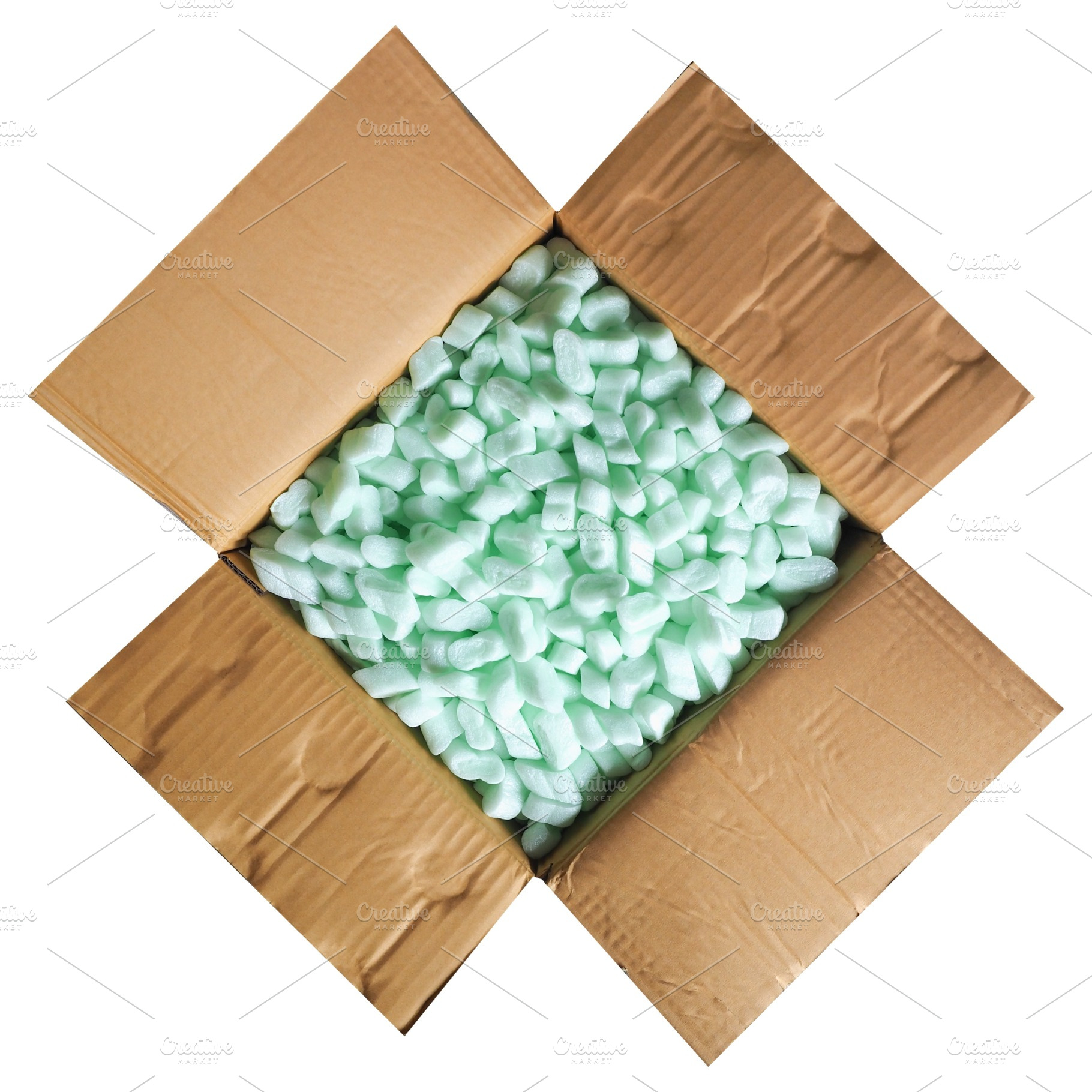 cardboard box with chips isolated over white, a Photo by WorldOfPhotos