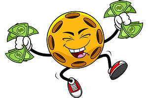 Happy Pickleball Holding Money, an Illustration by HitToon
