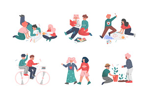Happy Kids with Friends Playing and, a Person Illustration by TopVectors