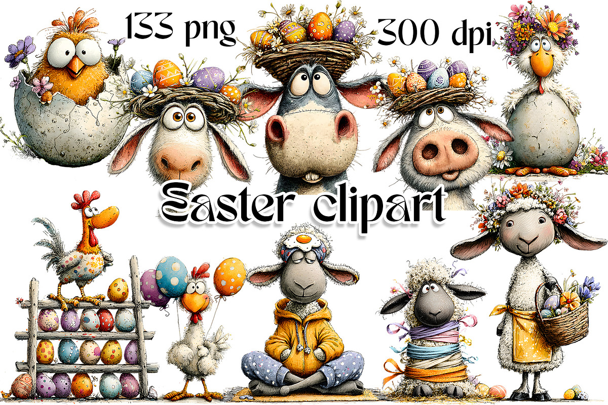 Spring animal easter Clipart, an Animal Illustration by ElenazlataArt (Photo 1 of 7)