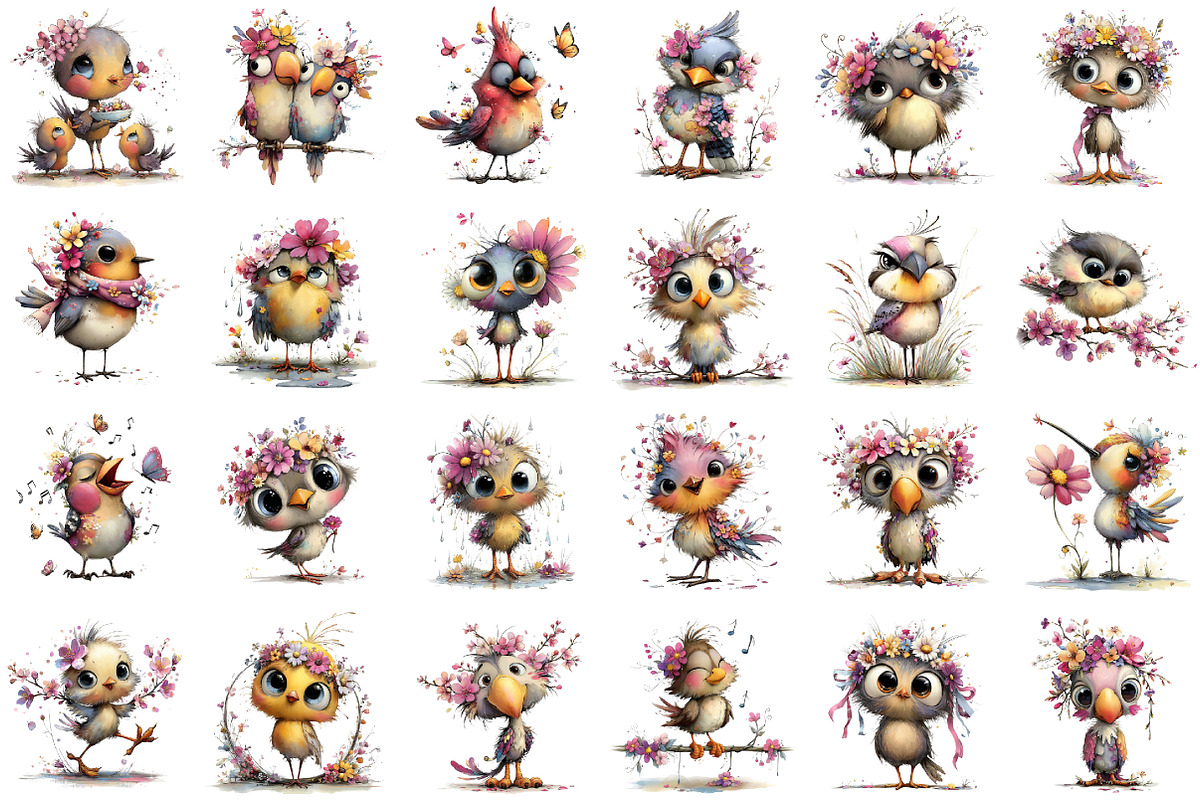 Quirky Spring Birds Clipart, an Illustration by designcity5 (Photo 2 of 5)