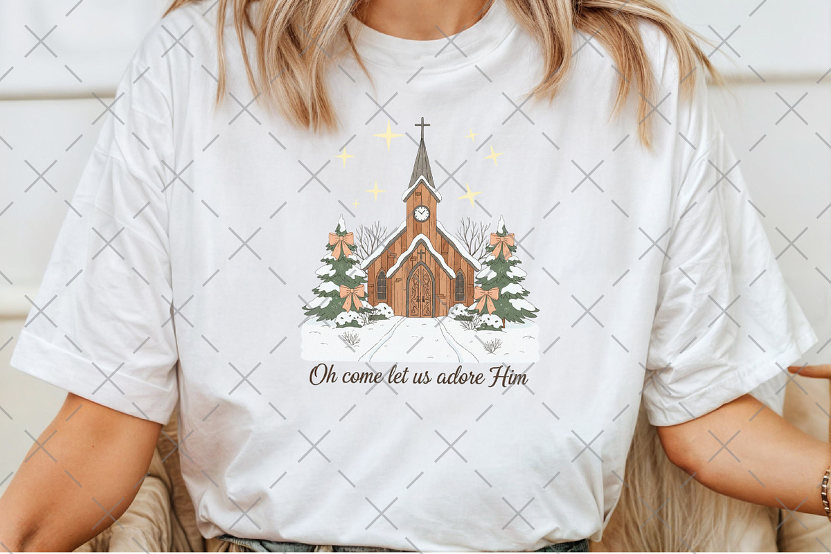 Vintage Christmas Church PNG, an Illustration by Craft Nest (Photo 6 of 6)