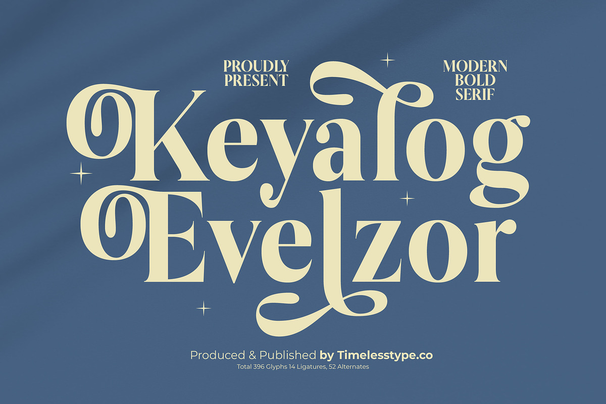Keyalog Evelzor Modern Bold Serif, a Serif Font by timelesstype.co (Photo 1 of 20)