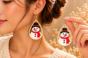 Christmas Snowman Earrings Laser Cut, an Object Graphic by Canvas Craft (Thumbnail 3 of 4)