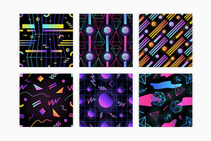 Retro Futuristic Seamless Patterns