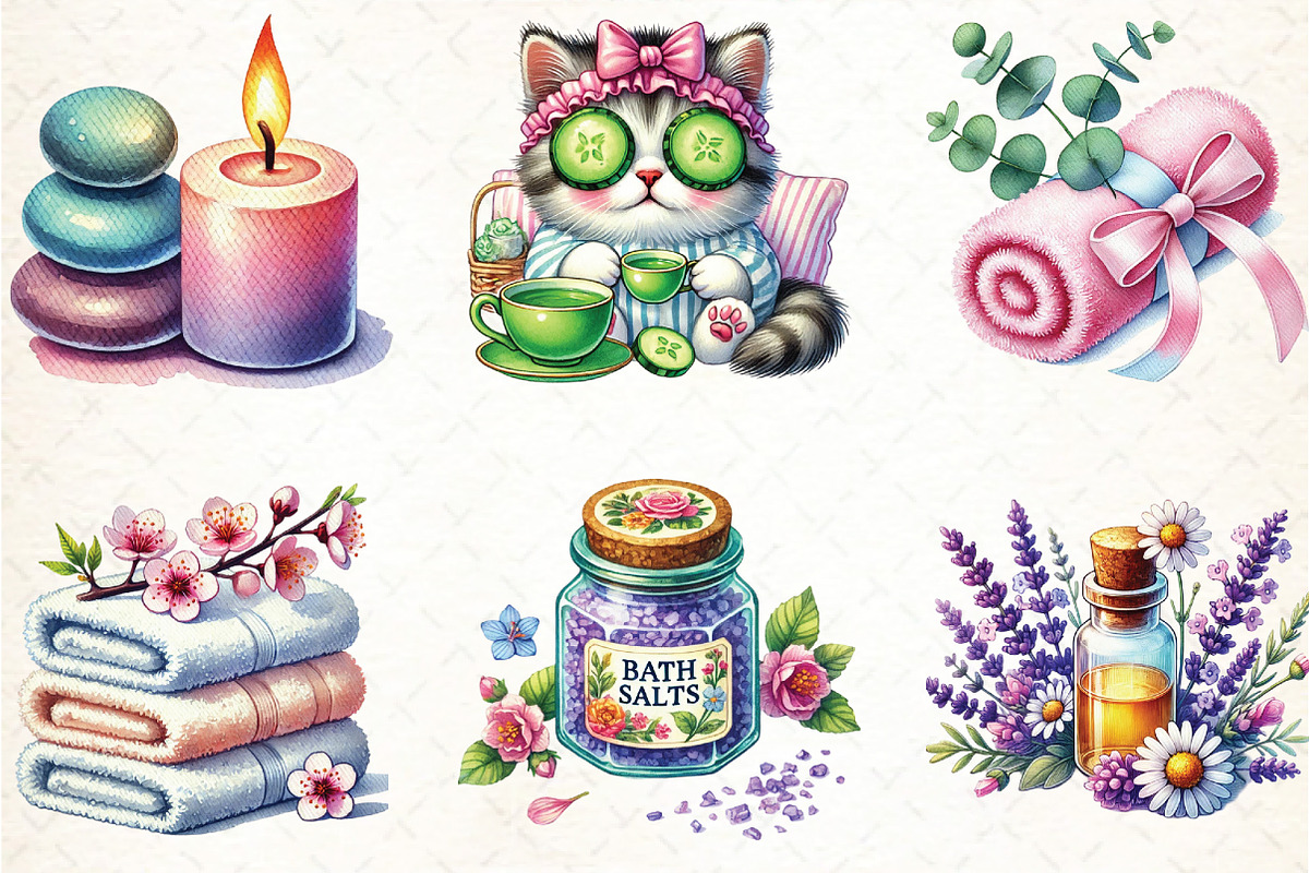 Spring Spa Day Clipart, an Illustration by DreamCafeArt (Photo 2 of 6)