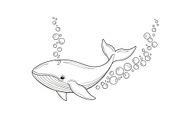 Whale Line Art Vector Bundle, an Illustration by yasushie (Thumbnail 18 of 51)