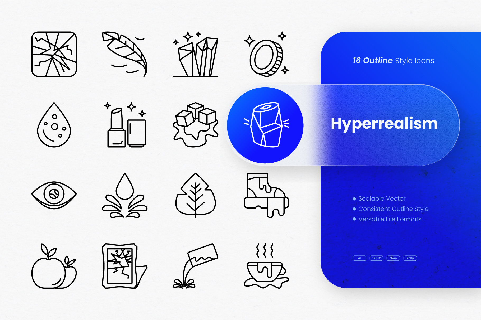 Hyperrealism Outline Icons