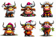 Grumpy Christmas Highland Cow Clipar, an Illustration by Libby Wishes (Thumbnail 6 of 7)