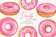 Watercolor donuts collection, a Food Illustration by CrystalinaShop (Thumbnail 3 of 4)
