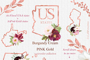 Burgundy flowers USA states, an Illustration by LABFcreations (Thumbnail 3 of 10)