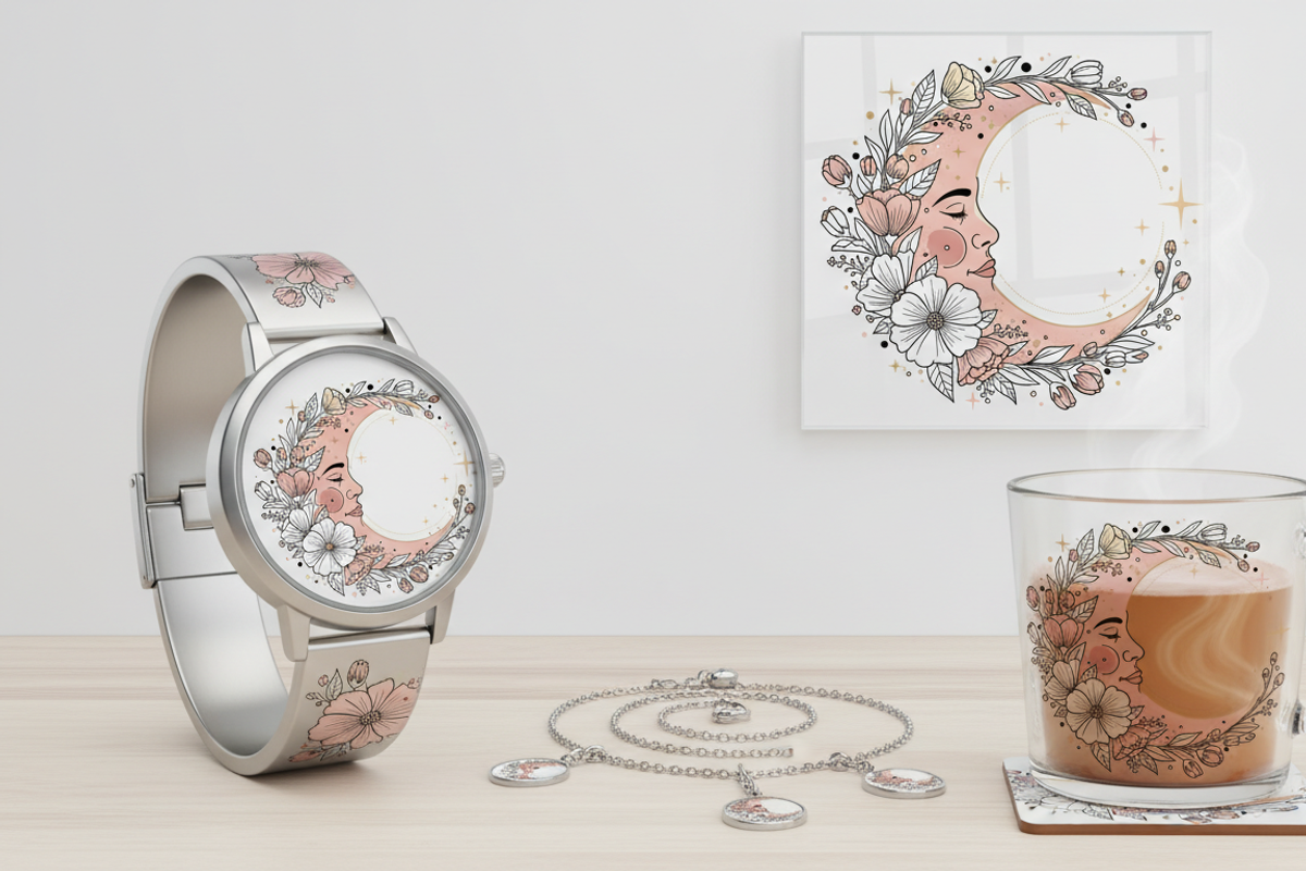 Boho Celestial Moon Face Floral, a Person Illustration by Designer_Momina (Photo 3 of 5)