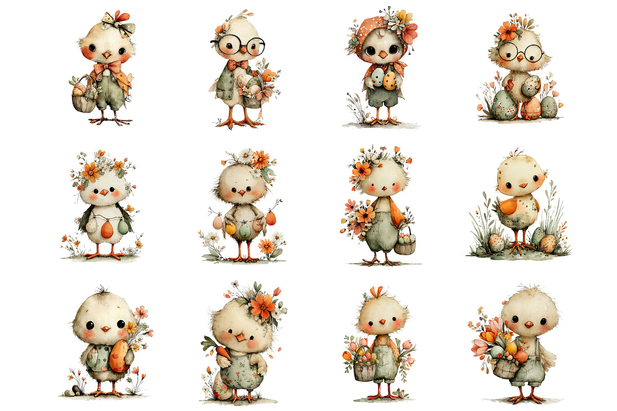 Whimsical Easter Chicken Clipart, an Illustration by DreamArtGraphic (Photo 2 of 4)