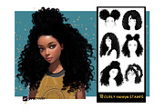 Curly hair stamps for Procreate, a Brush Add-On by Lucrumplus (Thumbnail 1 of 3)