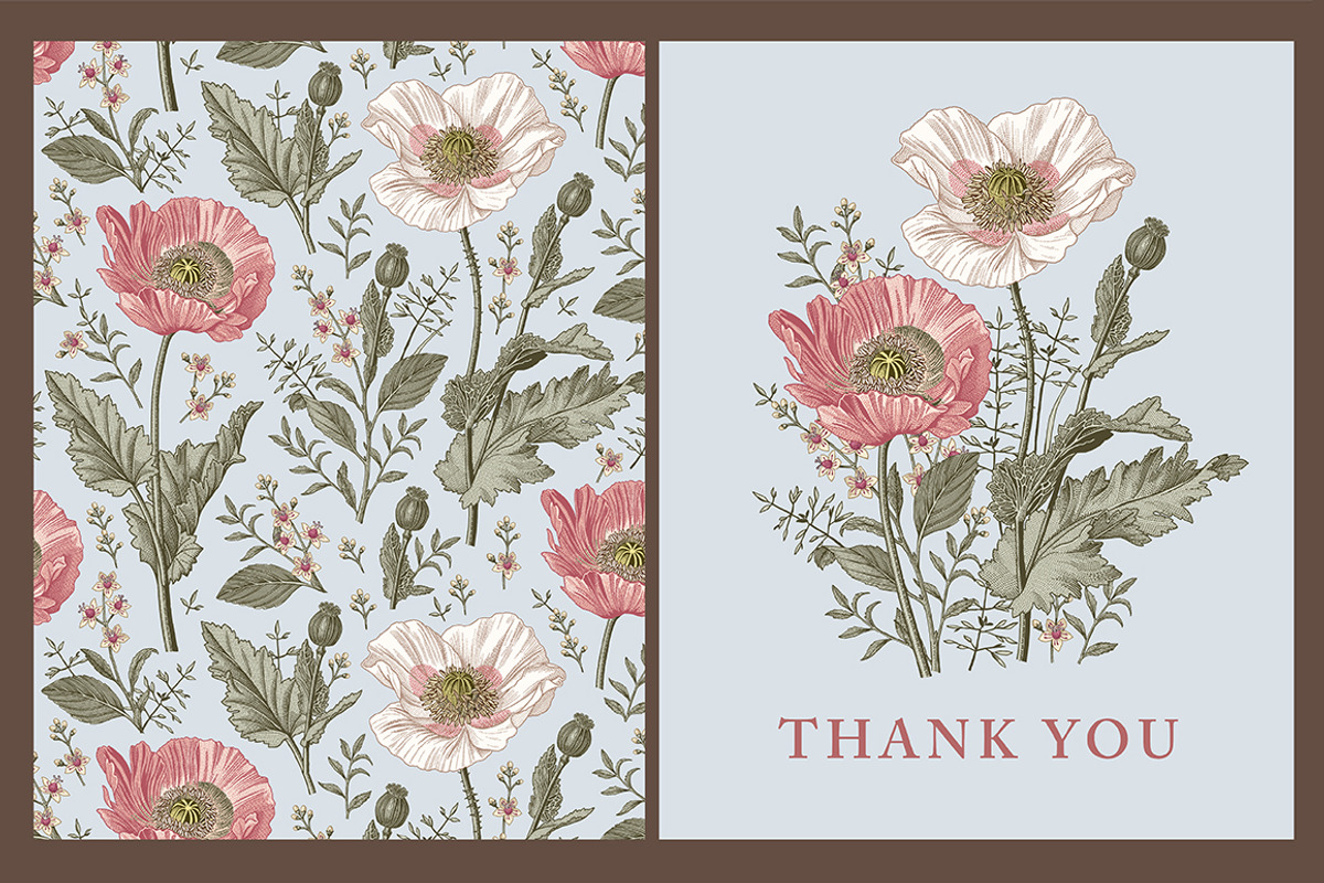 Wedding Card Poppy Poppies Seamless, an Object Graphic by Vintage (Photo 1 of 13)