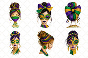 Mardi Gras Mama Messy Bun PNG, an Illustration by Black Bird Studio (Thumbnail 6 of 6)