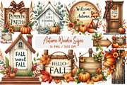 Autumn Wooden Signs Clipart, an Illustration by DreamArtGraphic (Thumbnail 1 of 4)