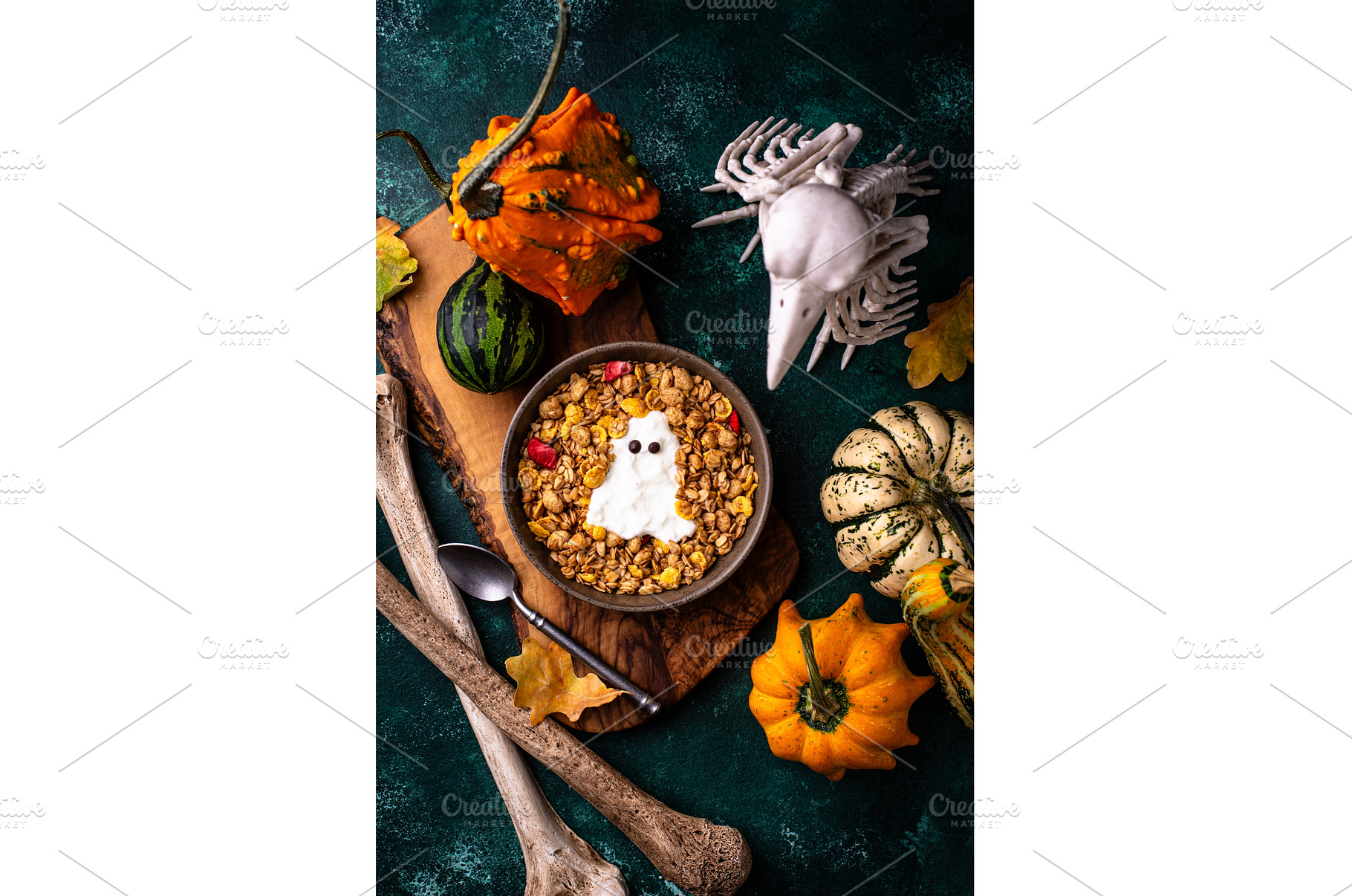 Halloween breakfast. Granola and, a Food & Drink Photo by Yulia Furman