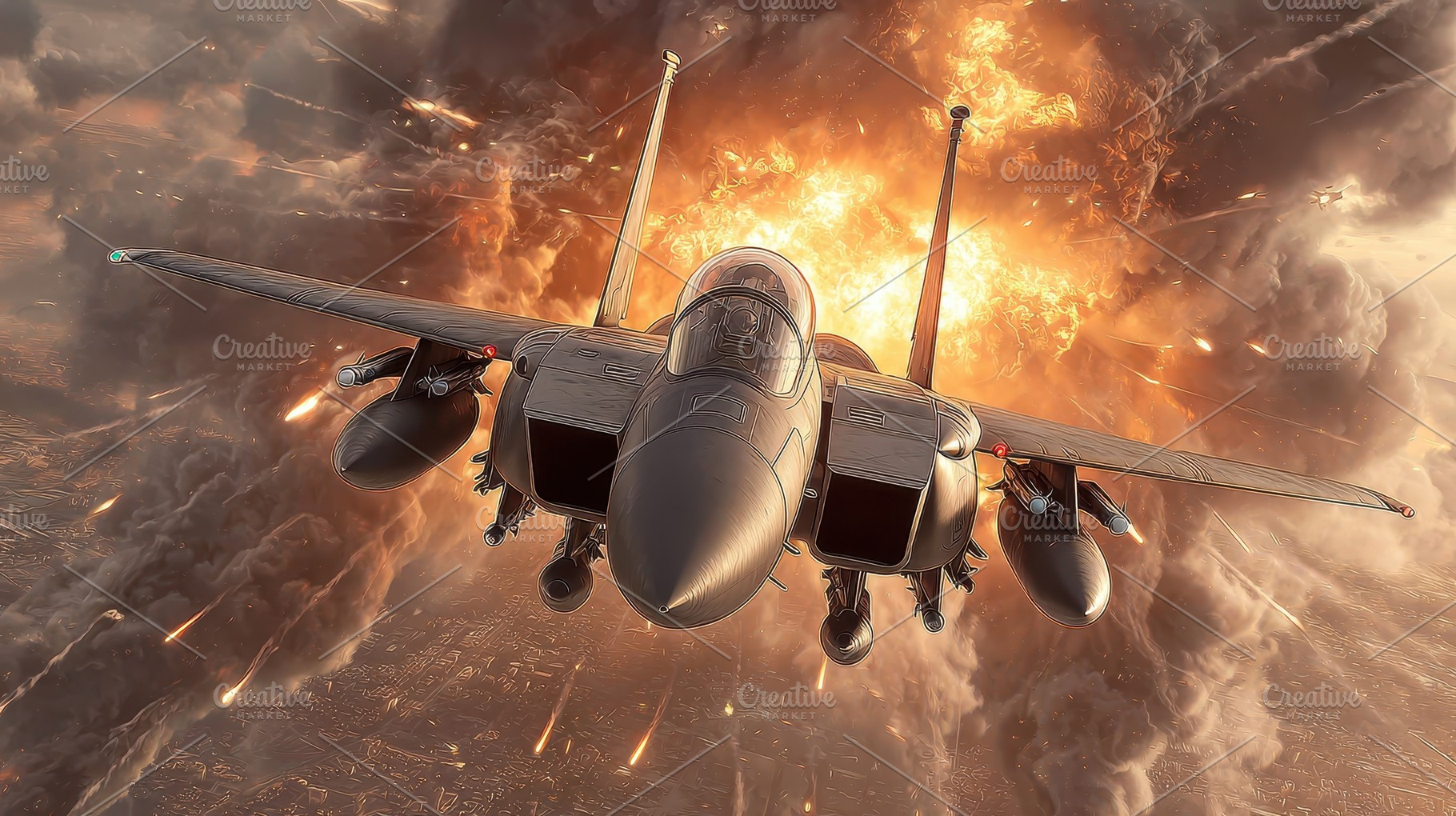 F15 Eagle Fighter Jet in Aerial Comb, a Photo by Pixeness Studio