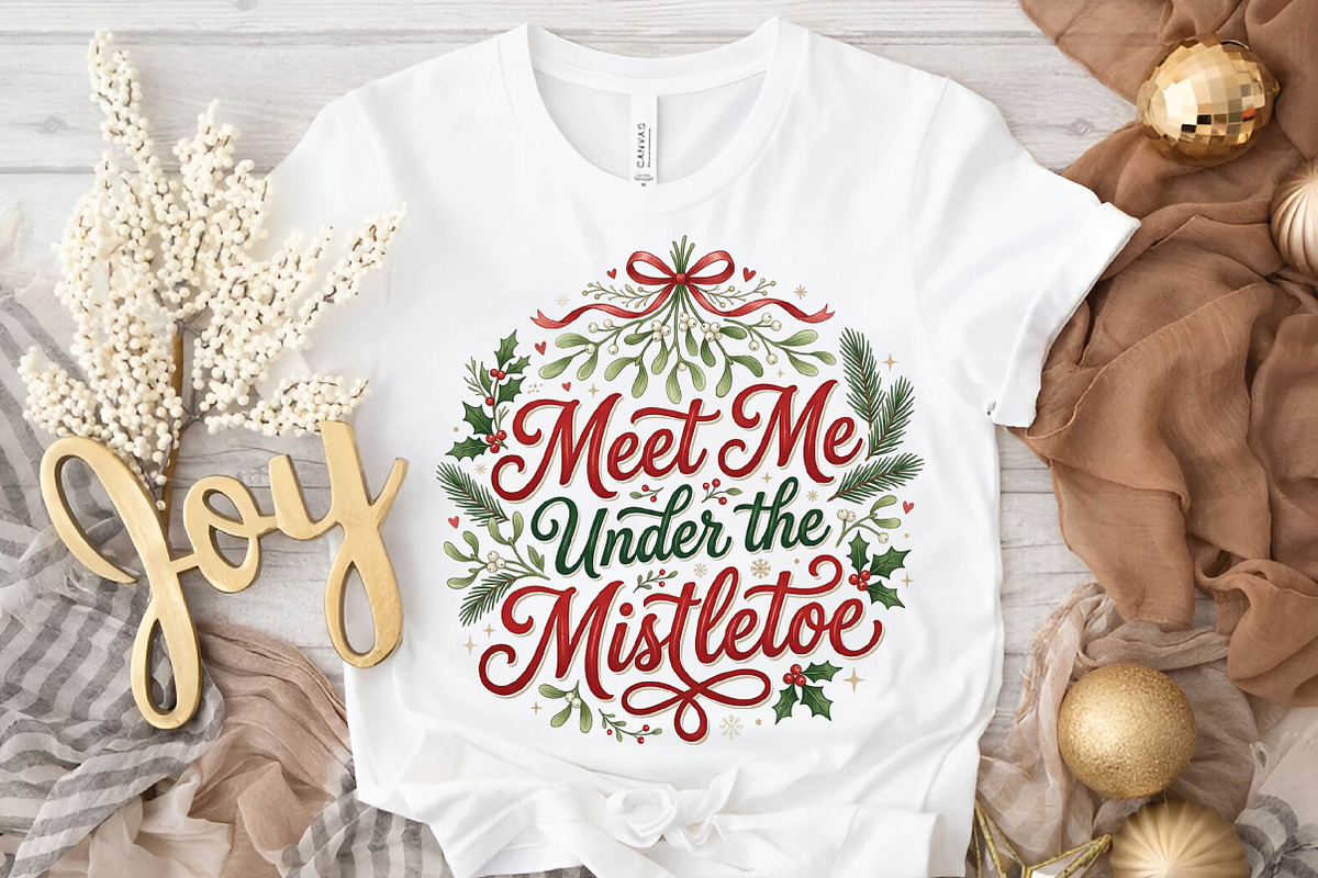 Meet Me Under the Mistletoe Christma, a Seasonal Illustration by DreamPrint404 (Photo 3 of 6)