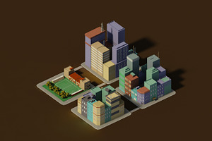 Low Poly Pack Of 4 Blocks