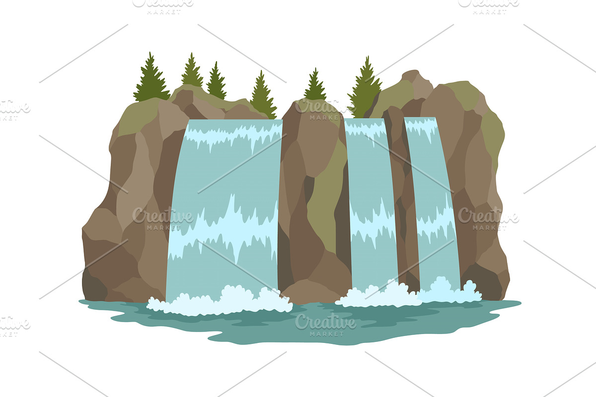 Cartoon river waterfall, an Illustration by Things for designers
