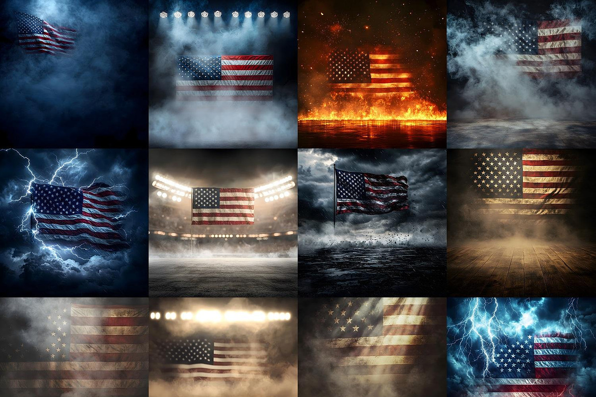 35 American Flag Digital Backgrounds, a Background Graphic by Walllow Creatives (Photo 1 of 3)