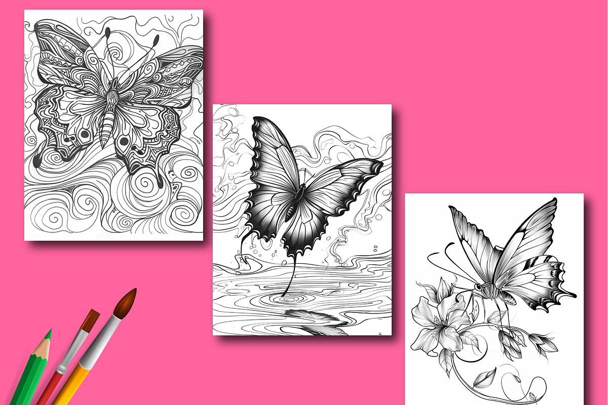 Butterfly Coloring Book for Adults, an Animal Illustration by Design Zone (Photo 4 of 7)