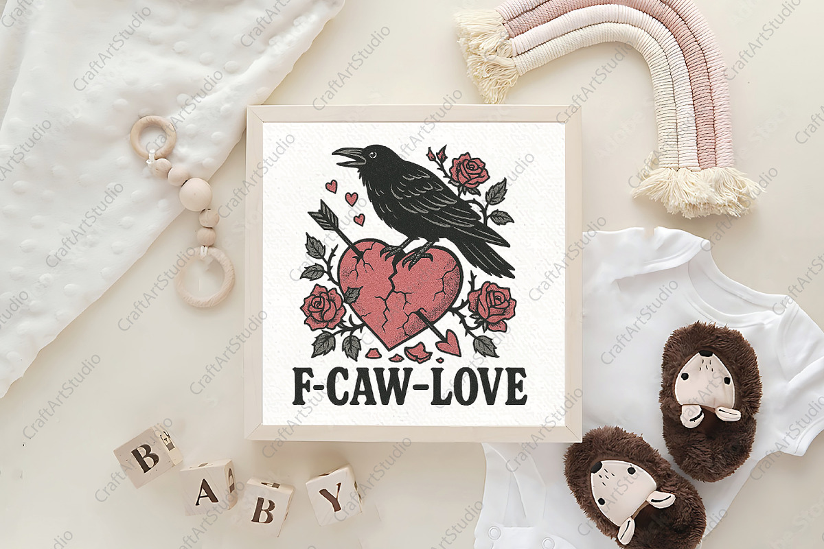 Crow Raven Valentine F-CAW- LOVE PNG, an Illustration by CraftArtStudio (Photo 4 of 4)