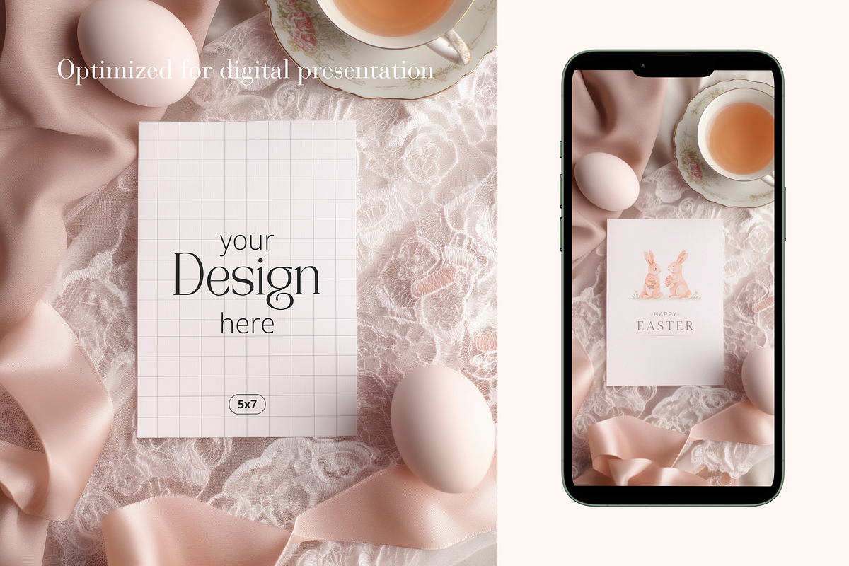 Lace 5x7 Easter Greeting Card Mockup, a Product Mockup by Serenefeeling (Photo 5 of 6)