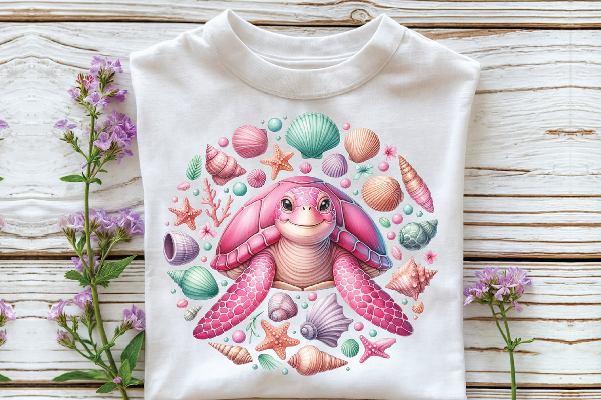 Watercolor Pink Sea Turtle PNG, an Illustration by CraftArtStudio (Photo 3 of 4)