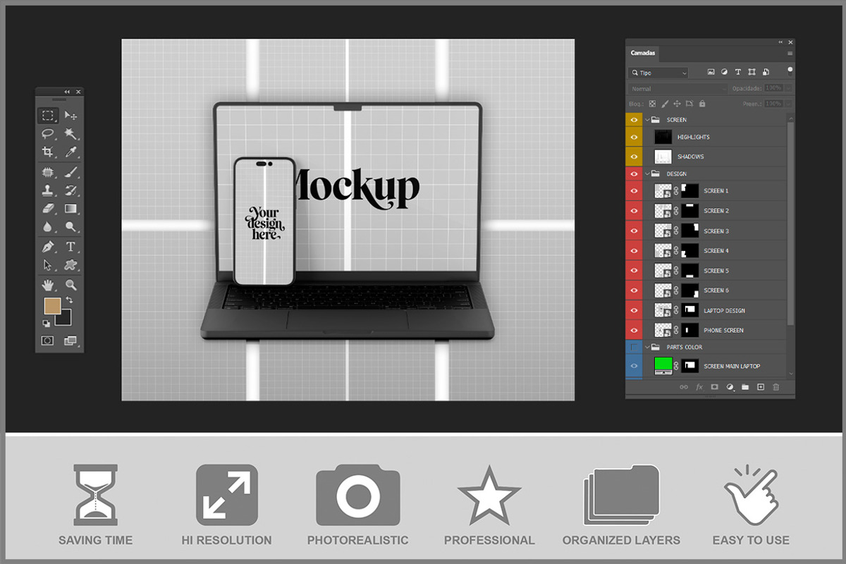 Laptop And Phone Screen Webpage PSD, a Device Mockup by Bruno's Shop (Photo 2 of 3)