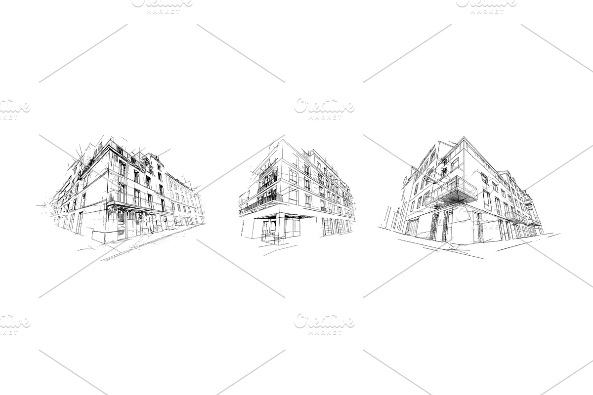 Black ink architectural sketch of, an Object Illustration by Stock-Smart-Start