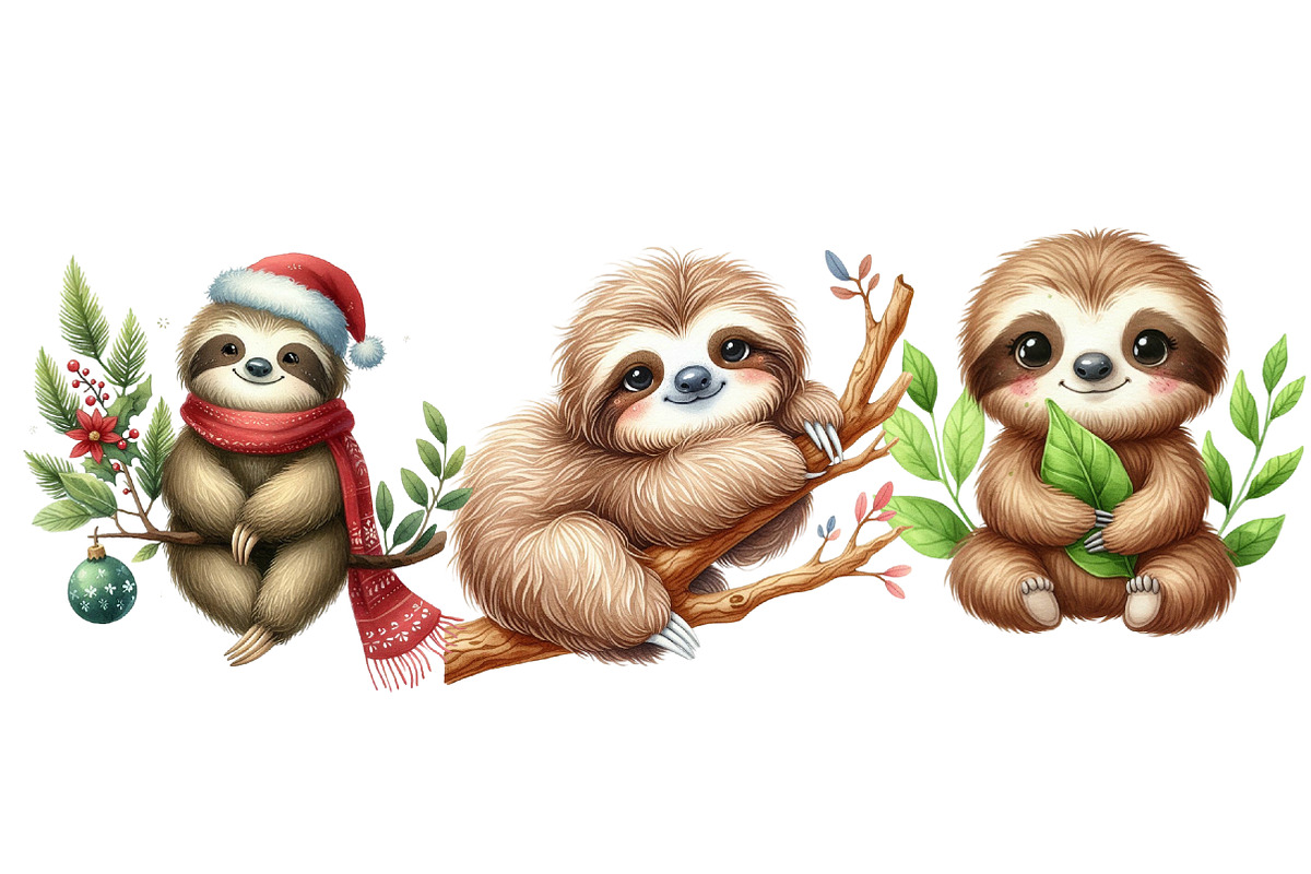Sloth watercolor clipart, an Illustration by Designworld (Photo 5 of 6)
