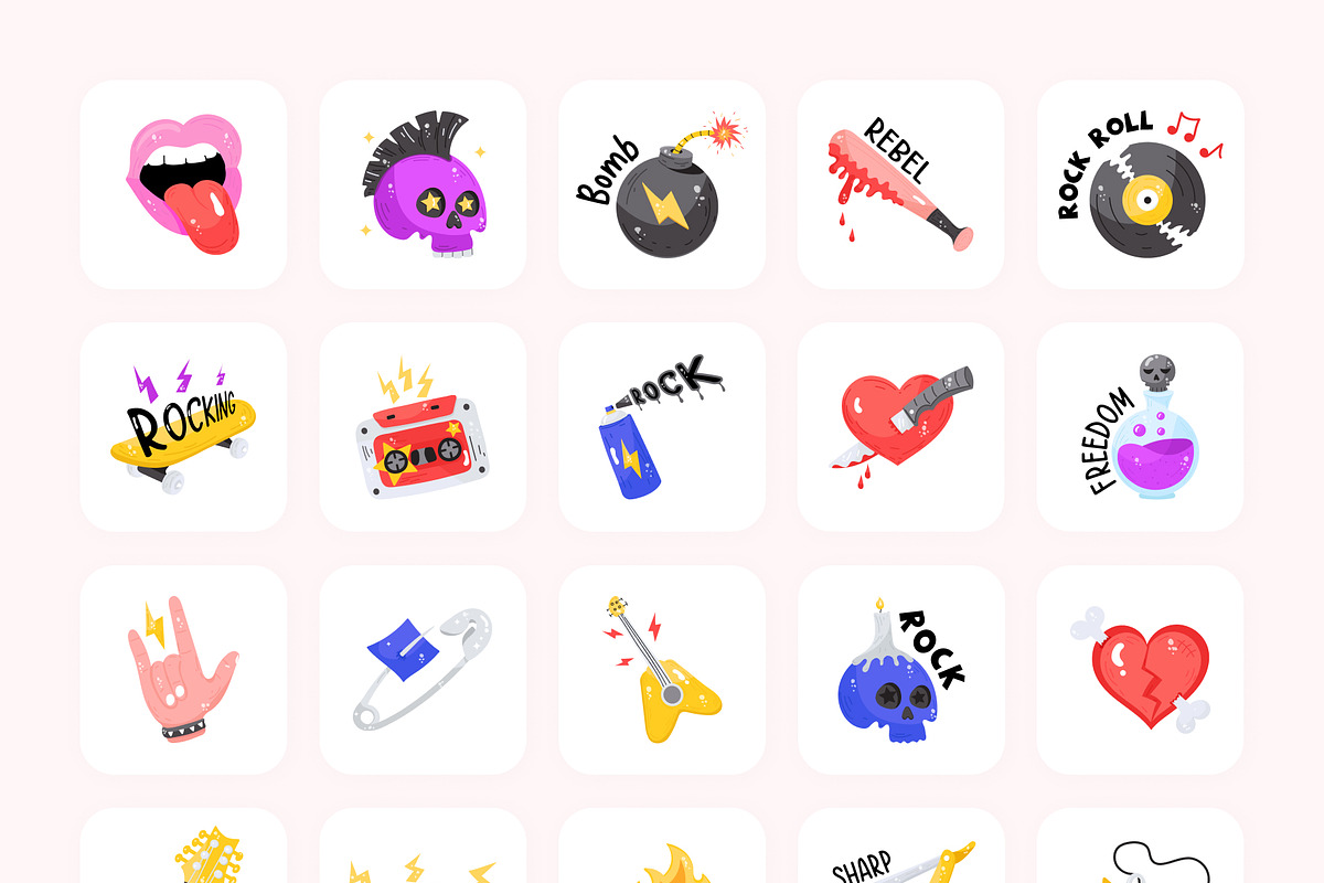 Rock Animated Stickers, a Duotone Icon by Brickclay (Photo 5 of 7)