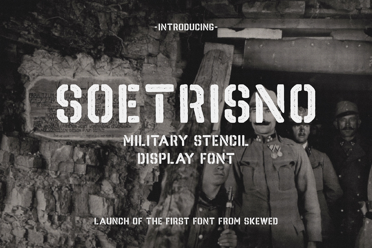 SOETRISNO Stencil, a Handwritten Font by Skewed Studio (Photo 1 of 4)