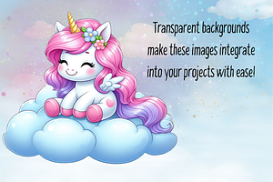 Cute Unicorn Clipart PNG 20 Bundle