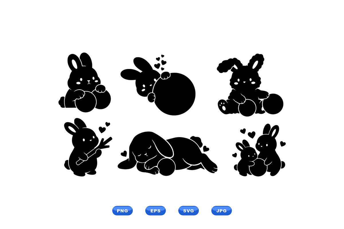 Cute Bunny SVG Clipart Set, an Illustration by designvectx (Photo 3 of 3)