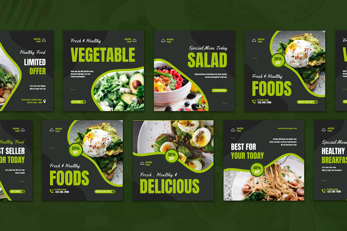 Healthy Food Instagram Post, a Social Media Template by CavenArt (Photo 5 of 5)