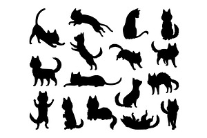 Cat silhouette set. Black cat shapes, an Animal Illustration by the8monkey