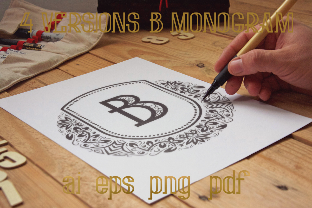 4 versions of B monogram, a Branding & Logo Template by Guten Tag Vector