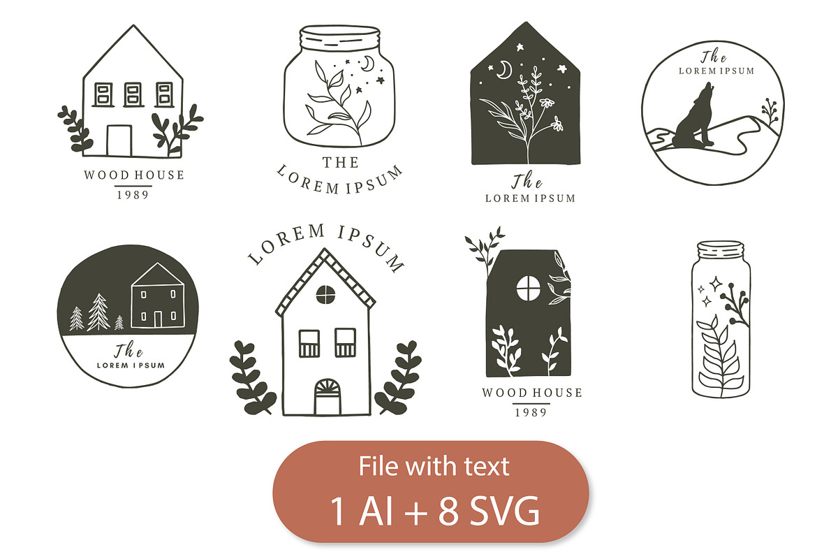 House minimal logo design template, a Branding & Logo Template by Piixypeach (Photo 2 of 7)